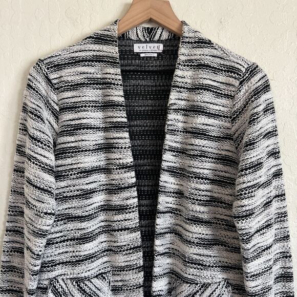 Velvet by Graham & Spencer Open Front Cardigan Sweater Blazer Jacket Large Black - Picture 2 of 6